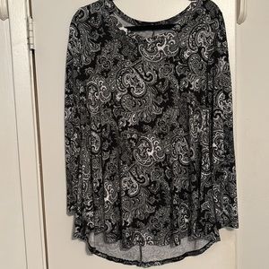 Sunny Lady Paisley Black and White Blouse Large